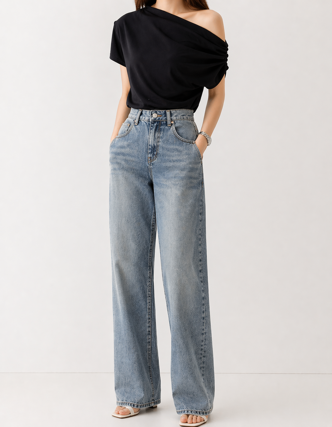 Draped One-Shoulder Top