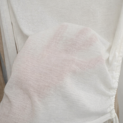 Sheer Draped Side-Drawstring Top