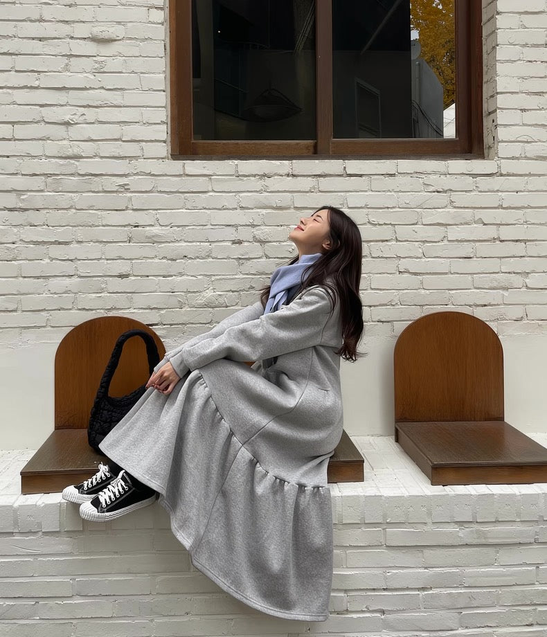 Tiered Hoodie Long Dress