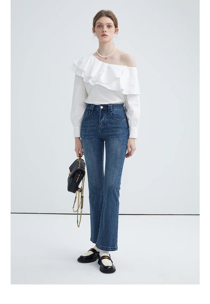 Frill Off-Shoulder Long Sleeve Blouse