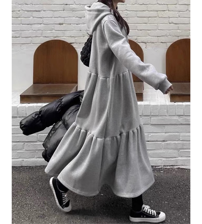 Tiered Hoodie Long Dress