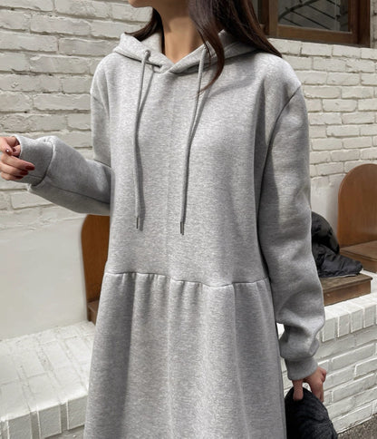 Tiered Hoodie Long Dress