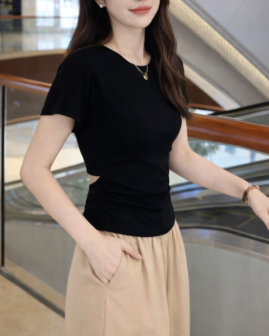 Back Cut-Out Slim Fit Top