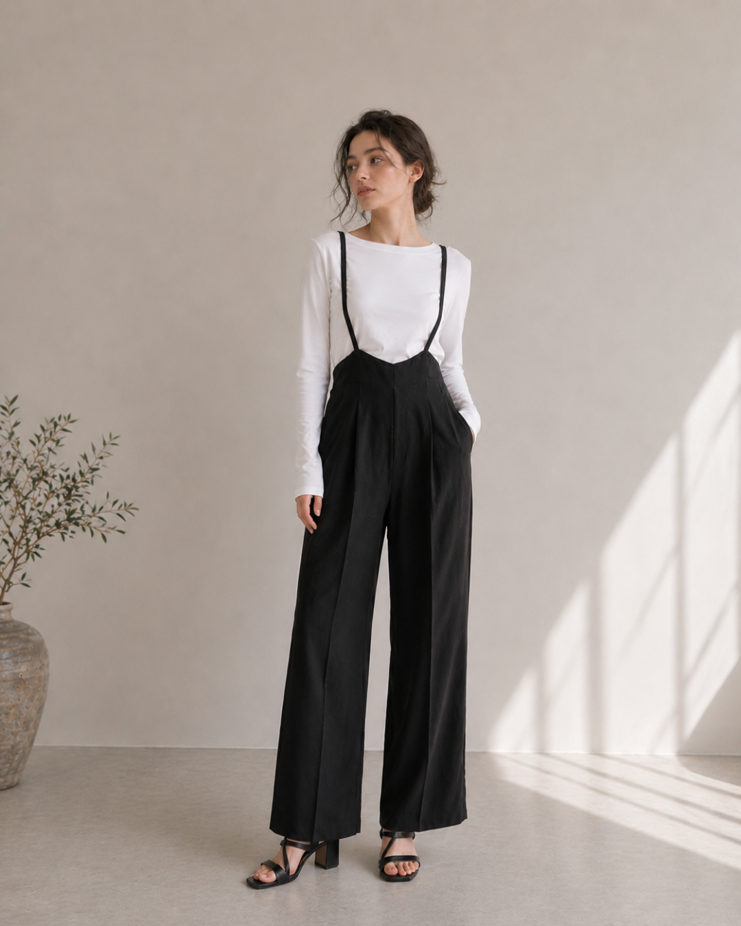 【Classy Form Suspender Pants】