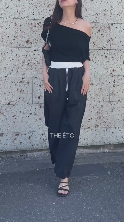 レイヤードウエスト ワイドパンツ