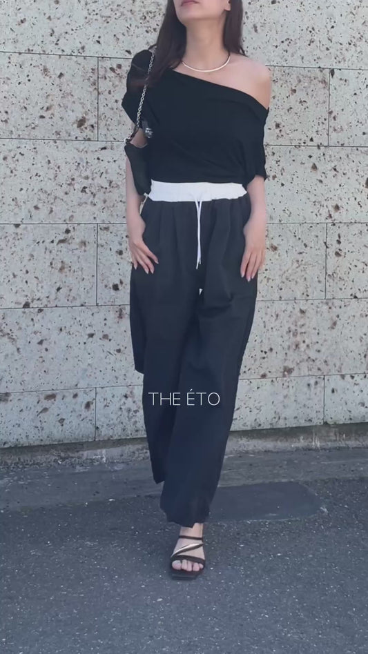 レイヤードウエスト ワイドパンツ